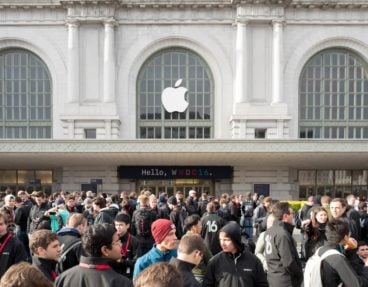 Massen außerhalb des Apple WWDC