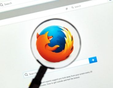 Mozilla Firefox-Logo unter einer Lupe