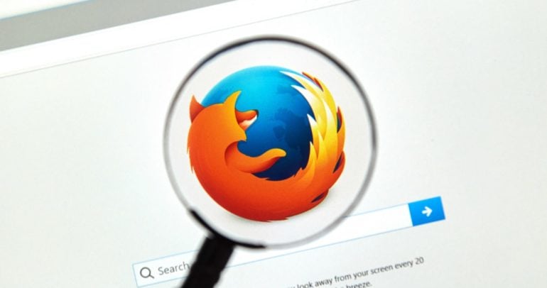 Mozilla Firefox-Logo unter einer Lupe