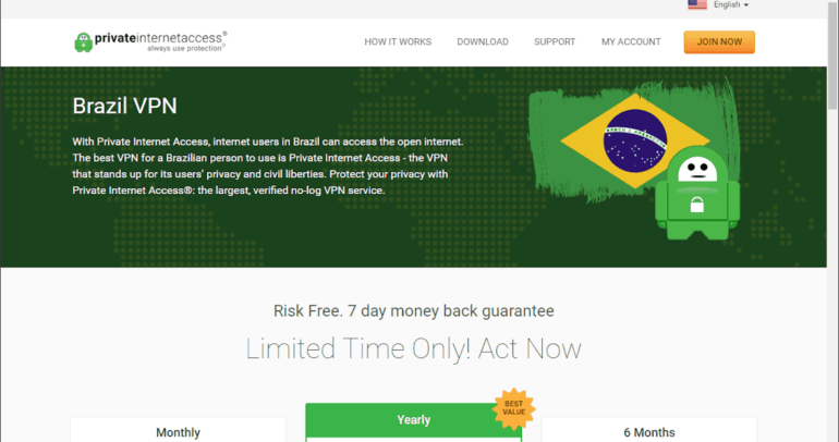 Ein Screenshot der PIA Brazil Webseite