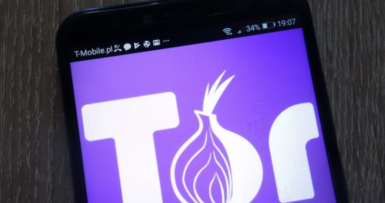 Tor Project Logo auf einem Android-Telefonbildschirm