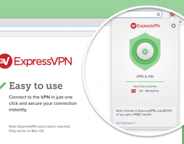 ExpressVPNs Website zeigt einen Screenshot der Browser-Erweiterung