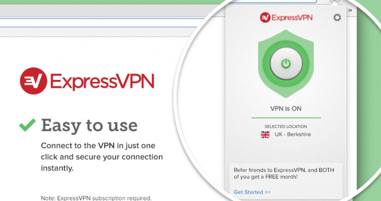 ExpressVPNs Website zeigt einen Screenshot der Browser-Erweiterung