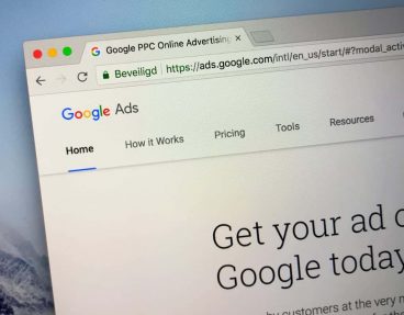 Google Ads-Startseite im Chrome-Webbrowser